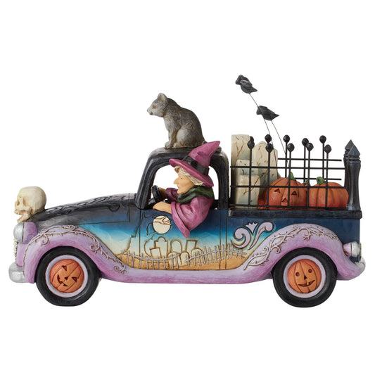RockArt Atelier “Midnight Ride” Halloween Truck Figurine – 6.3”