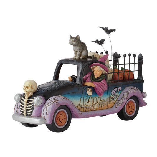RockArt Atelier “Midnight Ride” Halloween Truck Figurine – 6.3”